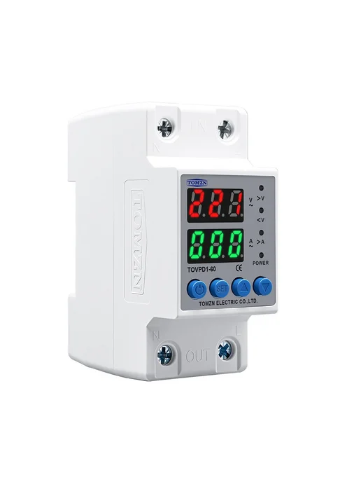 Реле контроля напряжения TOMZN TOVPD1-60-EC с защитой от перегрузки по току и перенапряжения 60 А / Защитное устройство в DIN рейку, Автоматический выключатель 60A, фото 5