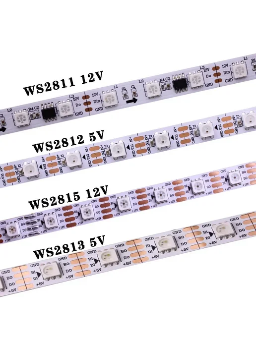 taslauk Светодиодная лента WS2815 12V, White PCB, 5m, 60W, IP30, 60 Вт