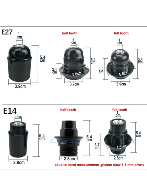 Нет бренда Пластиковый патрон E27 Type D черный 250V 4A, черный, фото 5