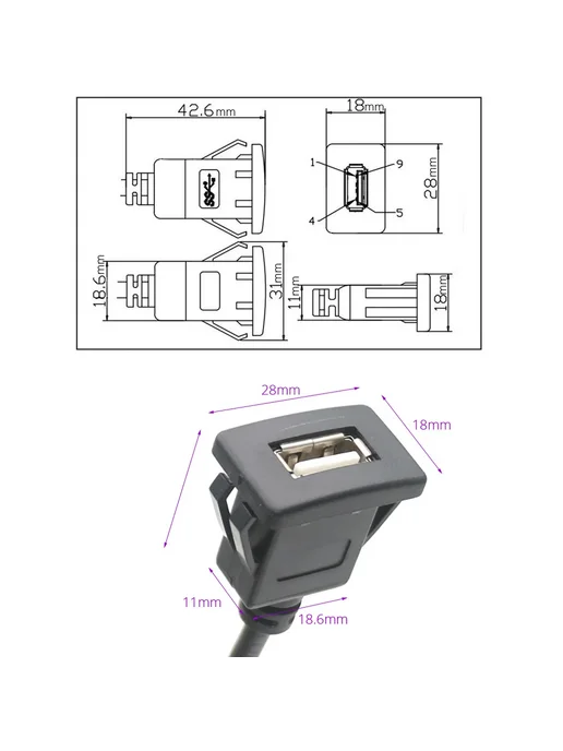ATOCOTO 6 Pin USB кабель-адаптер для авто магнитолы, вариант, фото 4
