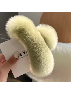 Заколка для волос из меха кролика Рекс Matcha color