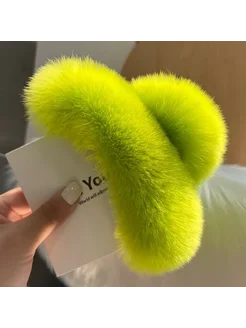 Заколка для волос из меха кролика Рекс, grass green