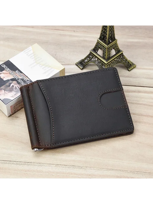 Newsbirds Мужской кошелек-зажим из кожи Dark Brown (1004), коричневый