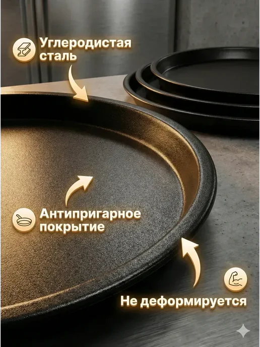 БОТ1 Набор форма для пиццы противень 3шт, 3 шт, фото 4