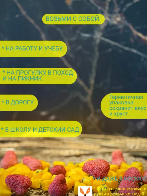 ЛИСИЦЦА Микс клубника целая и маракуйя сушеные 50 гр, 50 г, фото 5