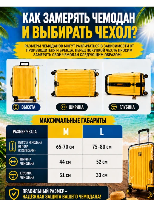 LYVRO Прозрачный чехол на чемодан с липучкой, прозрачный, фото 5