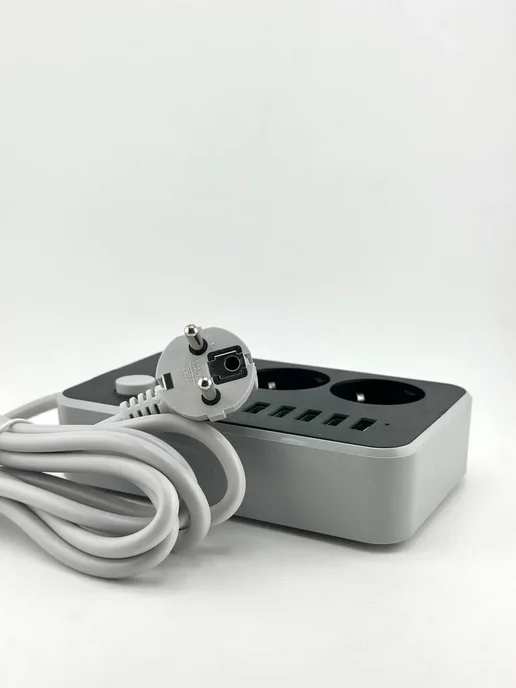 АР1704 Удлинитель с USB 6 портов 3 розетки сетевой фильтр 2м, 2 м, фото 6