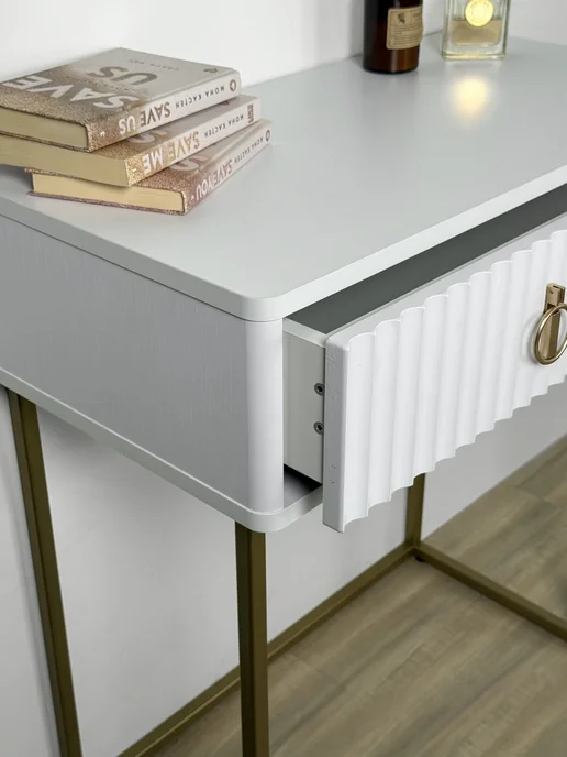 Shtabe Туалетный столик Royal 5115 эко (Белый-Золото-р.золото), белый, фото 8