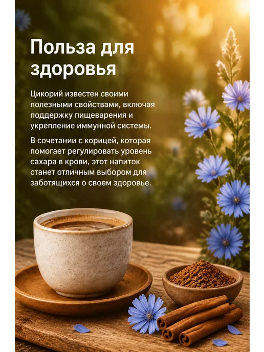 Цикорий Здоровье Цикорий растворимый гранулированный с корицей 85 гр, 85 г, фото 3