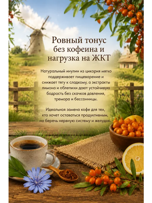 Бабушкин хуторок Цикорий растворимый лимон и облепиха без кофеина 100 гр, 100 г, фото 2
