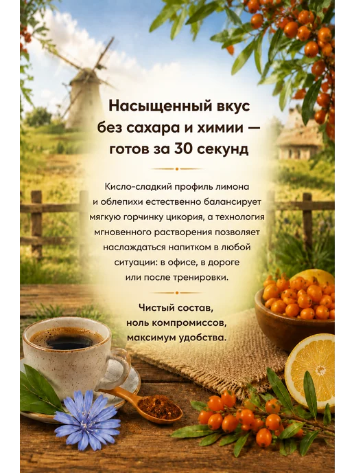 Бабушкин хуторок Цикорий растворимый лимон и облепиха без кофеина 100 гр, 100 г, фото 4