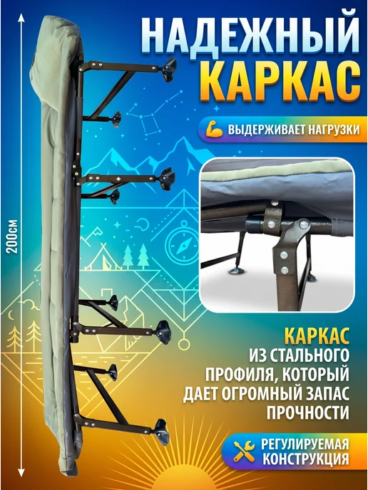 Раскладушка с матрасом взрослая для сна трансформер, серый, фото 8