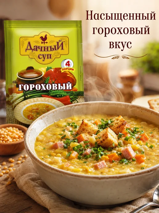 эм-1 Суп Дачный гороховый 60 г быстрого приготовления, 60 г, фото 2
