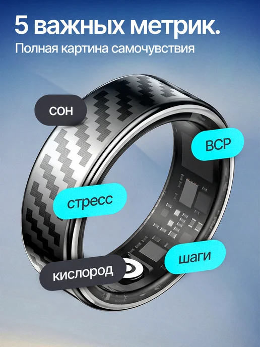 Умное кольцо фитнес Smart ring, вариант, фото 2