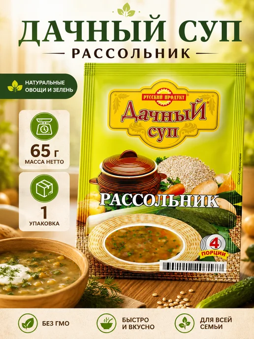 эм-1 Суп Дачный Рассольник 65 г Русский Продукт, 65 г, фото 6