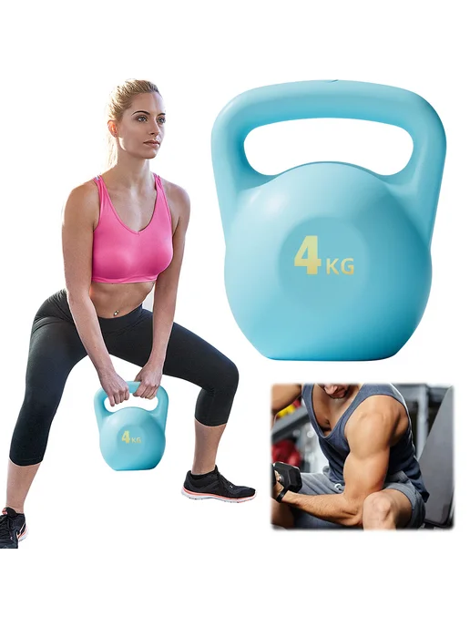 Водяная гиря Kettlebell для тренировок, антискользящая (синя, синий, фото 3