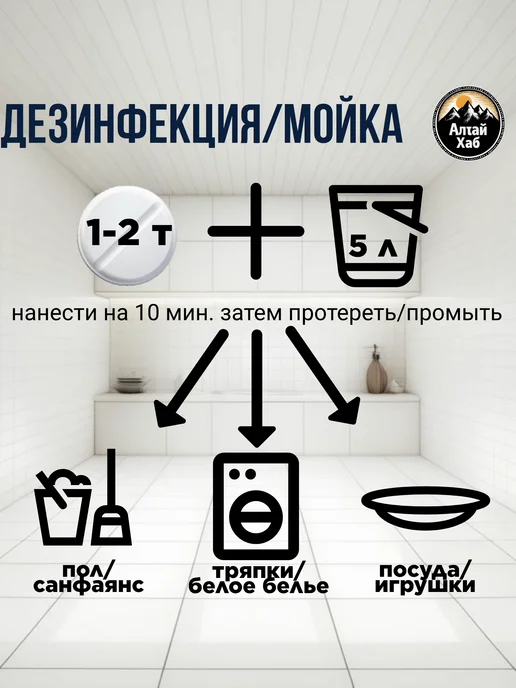 хлорные таблетки 300 шт для дезинфекции уборки отбеливания, 300 шт, фото 3