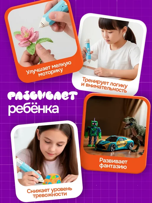 беспроводная 3d-ручка, синий, фото 7