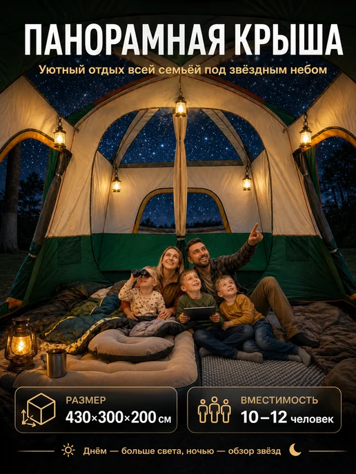 Шатер туристический 11 м2, зеленый, фото 8