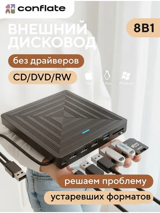 Внешний привод, дисковод для ноутбука, вариант