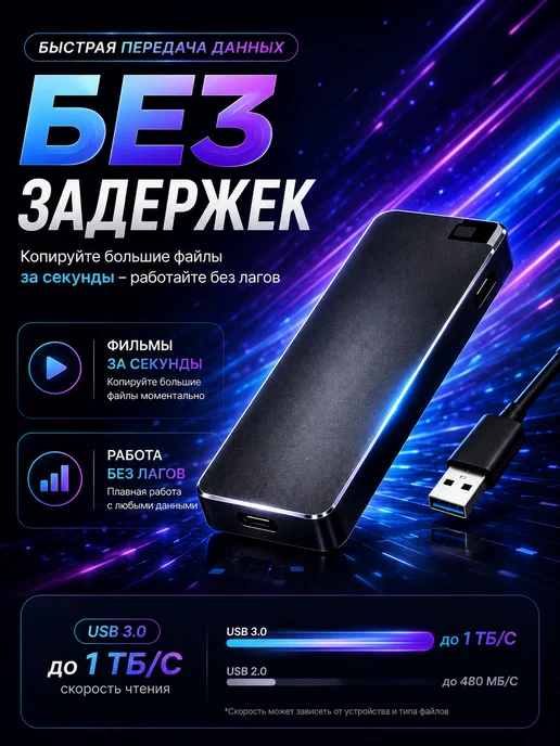 AG Digital Внешний жесткий диск 1 тб ssd для ноутбука ссд, 1 ТБ, фото 3
