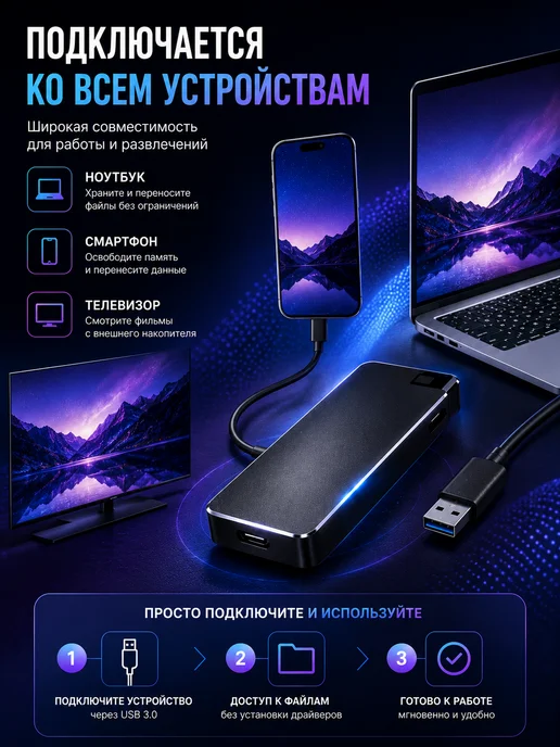 AG Digital Внешний жесткий диск 1 тб ssd для ноутбука ссд, 1 ТБ, фото 4