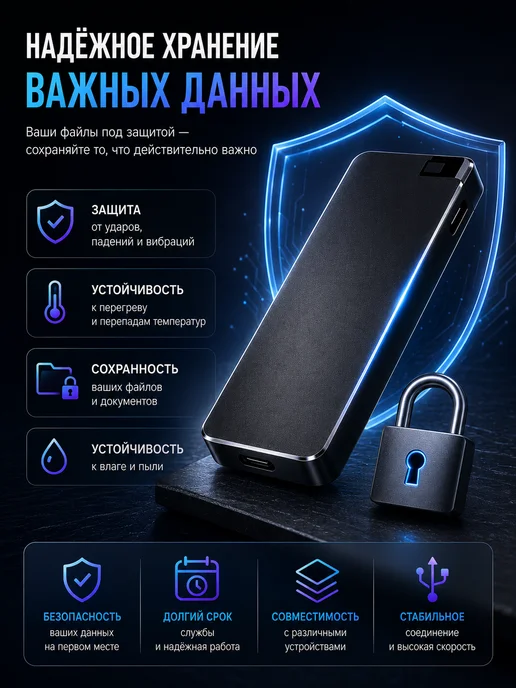 AG Digital Внешний жесткий диск 1 тб ssd для ноутбука ссд, 1 ТБ, фото 6