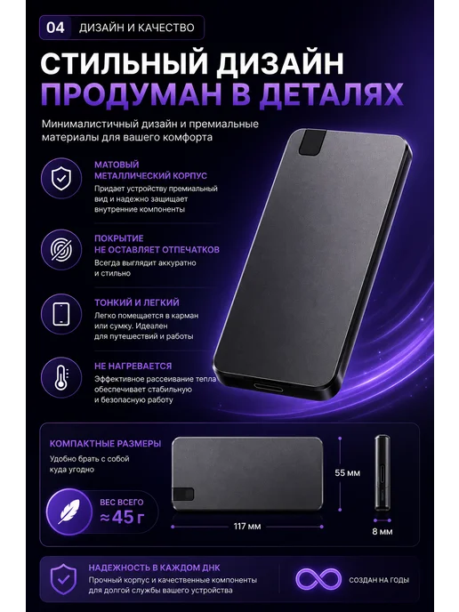 AG Digital Внешний жесткий диск 1 тб ssd для ноутбука, 1 ТБ, фото 4
