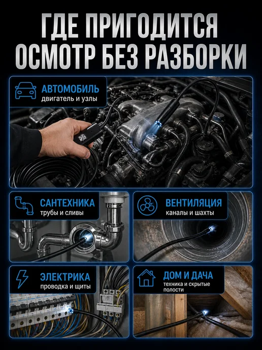 MeltsoFF Эндоскоп автомобильный видеоэндоскоп для смартфона iPhone, черный, фото 5