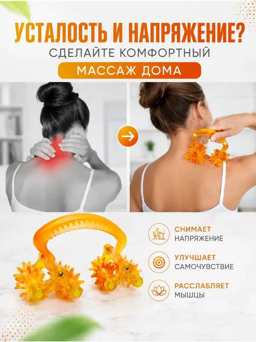 энесай 1 Антицеллюлитный роликовый массажер для тела, оранжевый, фото 2