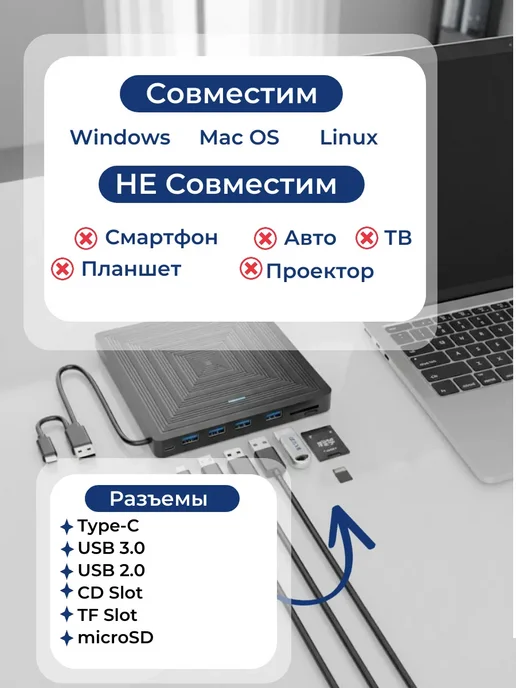 Дисковод для ноутбука внешний, вариант, фото 4