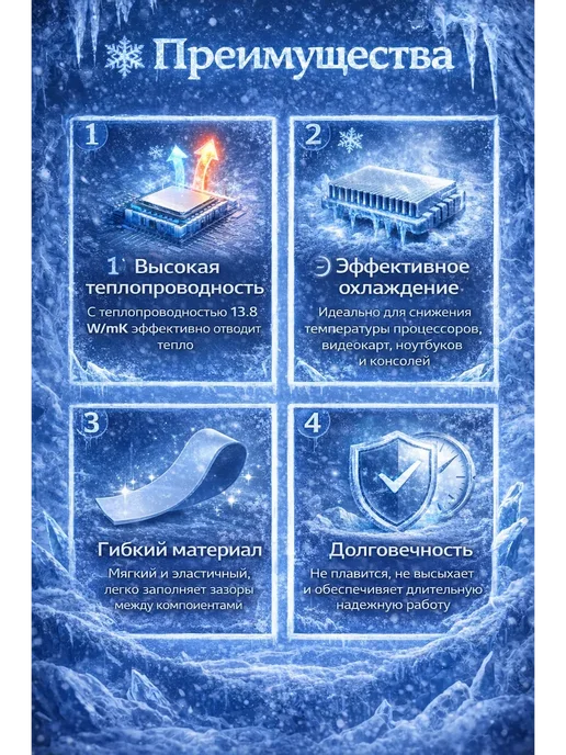 Snowman Термопрокладка 0.5 мм 13.8 w mk 80x45 мм, 80x45 мм, 13,8 Вт, фото 3