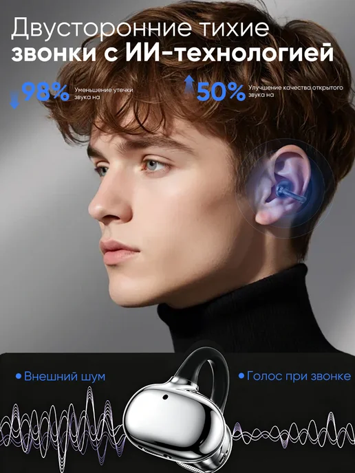 TikChic Наушники беспроводные клипсы для Android и iPhone, черный, фото 7