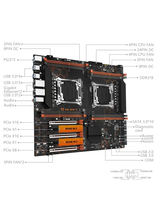 Материнская плата MACHINIST X99 ddr3 материнская плата LGA 2011-3 E-ATX MACHINIST MD8-3, черный, фото 3