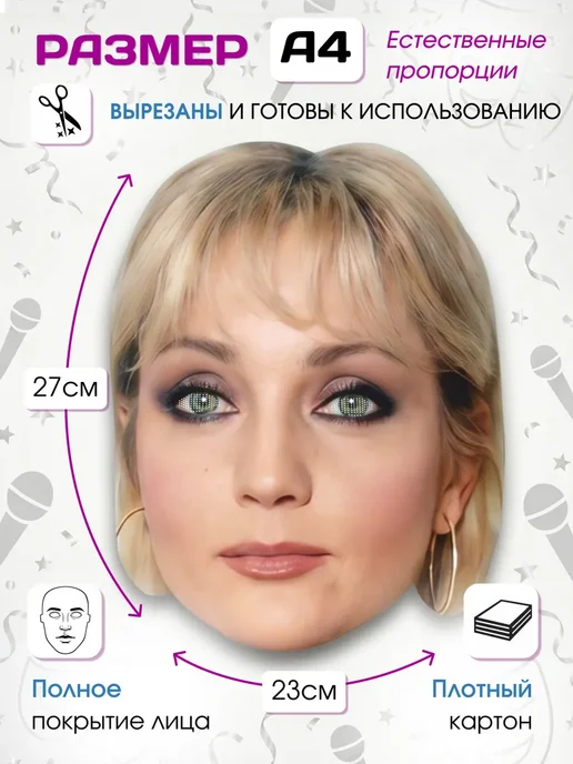 Веселый праздник Набор картонных масок звезд артистов эстрады лица певцов 90х, белый, фото 5