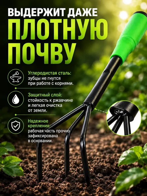 Рыхлитель садовый ручной для дачи огорода и прополки почвы, вариант, фото 2