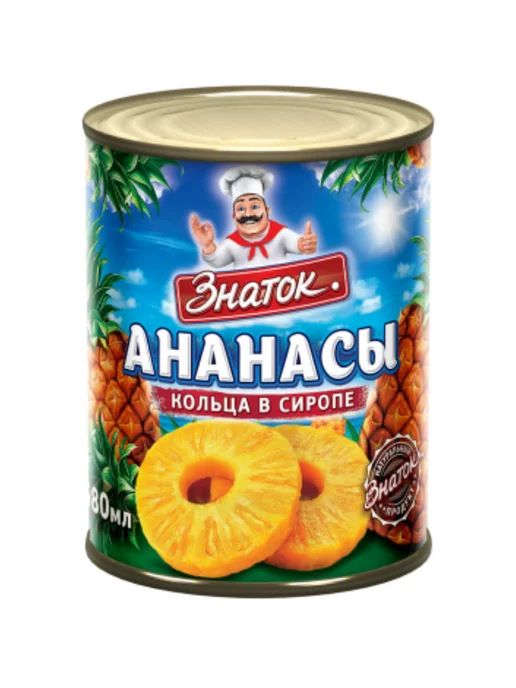 Знаток Ананасы консервированные кольца в банке, 565 г, 565 г, фото 2