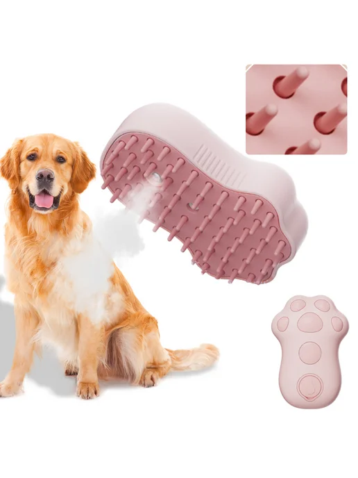 3в1 Расческа-спрей для кошек и собак, мягкий Pink, розовый, фото 3