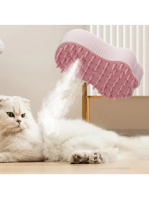3в1 Расческа-спрей для кошек и собак, мягкий Pink, розовый, фото 7
