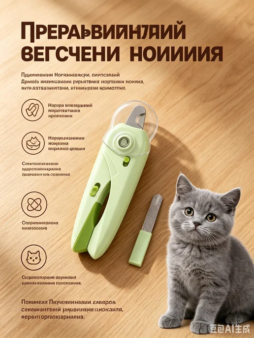Наш любимый Хвостик Когтерезка для кошек и собак с ограничителем, зеленый