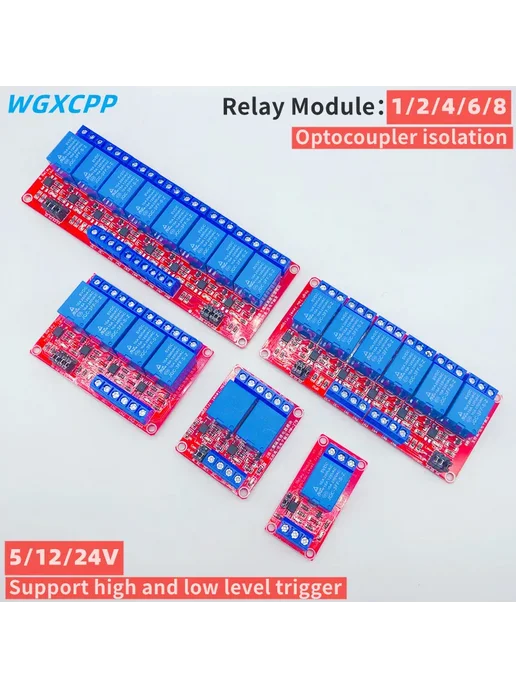 WGXCPP Реле 1-8 каналов, 5V, красный, 50x107 мм, 50x107 мм, фото 2