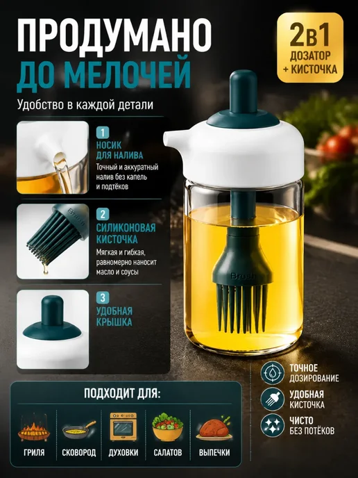 с2о3 Емкость для масла, силиконовая кисточка, для соусов, голубой, фото 3