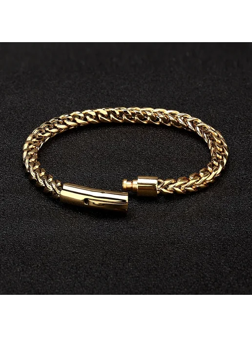 MKENDN Браслет мужской из нержавеющей стали 23 см, 18K Gold, золотой, фото 5