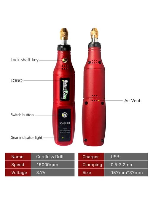 dutoofree Беспроводная дрель Red, 3.7V, 16000р, красный, фото 6