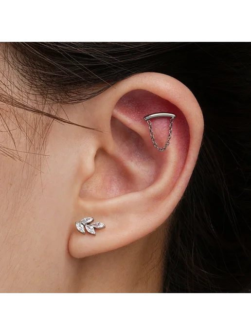 Right Grand Пирсинг для уха из титана 16G, Marquise CZ, Tit AB Zircon, 16 г, фото 7
