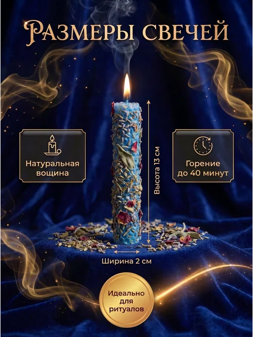 НАМЕРА Свечи восковые магические цветные с травами из вощины, черный, фото 7