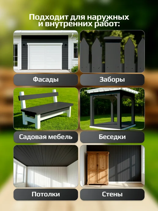 MASTERFARBE Кроющий антисептик для дерева графит WOODTOP 0,75 л, 750 мл, фото 3