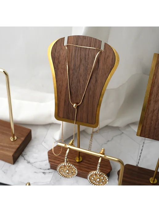 Нет бренда Подставка для сережек бежево-золотая 27см, черный, в упаковке 100 г, фото 5