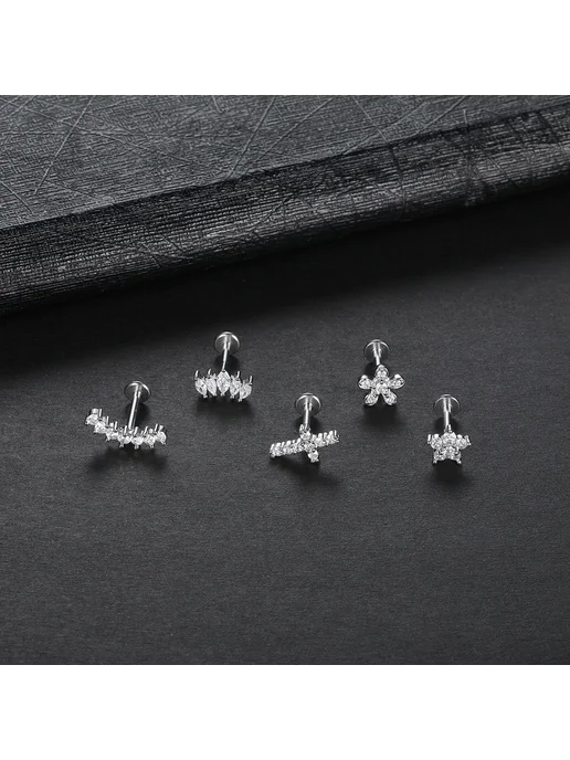 SWANJO Серьга-гвоздик 16G 1.2x8mm, Style G, 16 г, фото 4