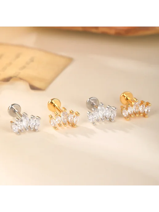 SWANJO Серьга-гвоздик 16G 1.2x8mm, Style G, 16 г, фото 5